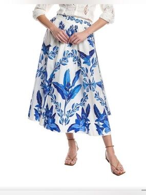 FARM Rio Blue Floral Midi Skirt